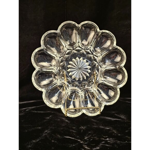 Vintage Clear Glass Deviled Egg Platter - Picture 3 of 5